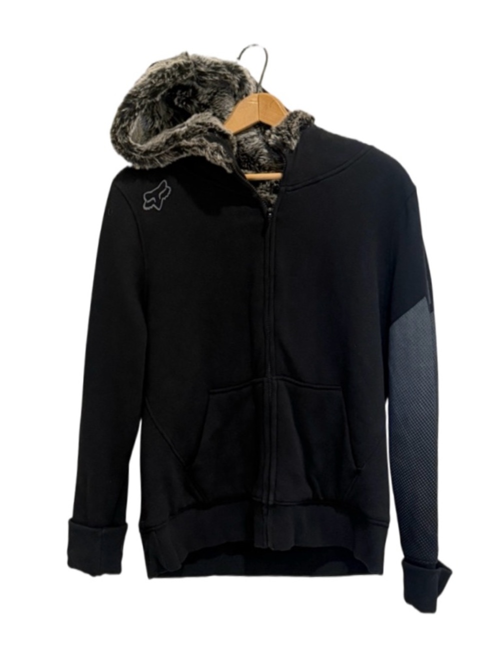 FOX RACING Sasquatch Fur Lined Hoodie Jacket | Women’s L | Black EUC